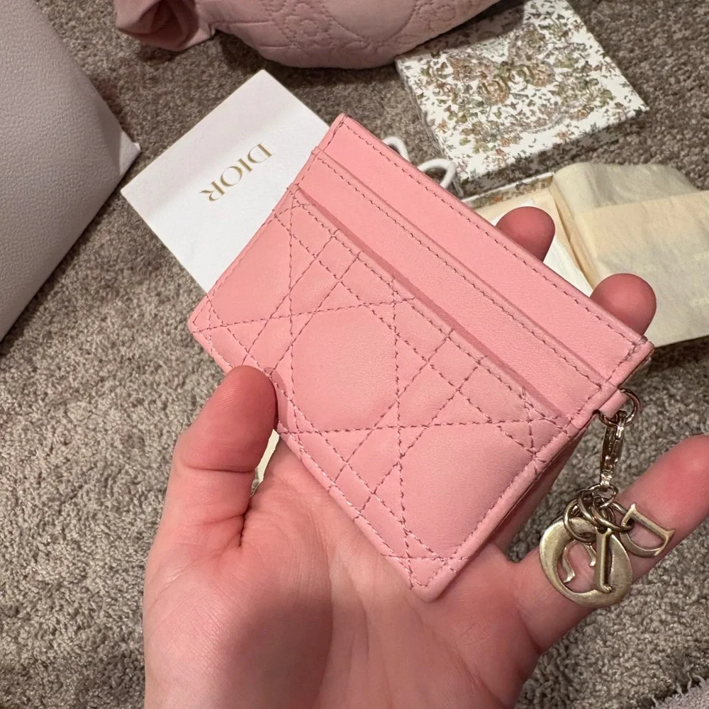 Dior Blush Pink Quilted Card Holder